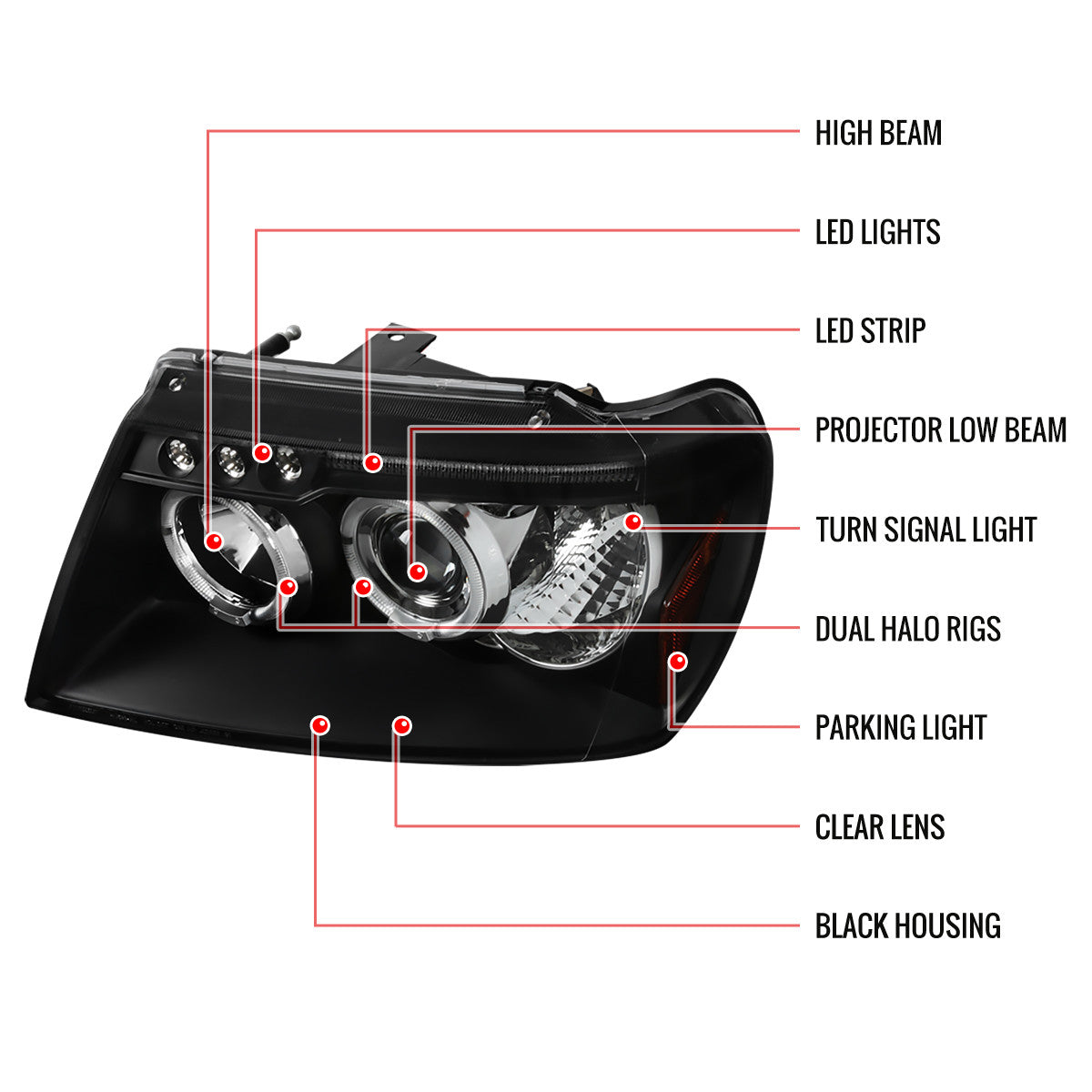 Jeep Grand Cherokee Dual Halo Headlights Black