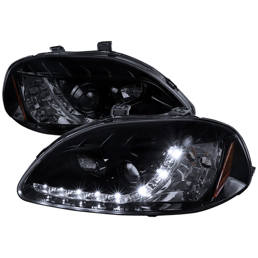 Spec-D 96-98 Honda Civic R8 Style Projector Headlights Smoked