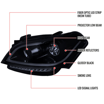 2010-11 Kia Soul LED Bar Projector Headlights Black Smokedd