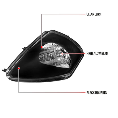 Spec-D 2000-2005 Mitsubishi Eclipse OE Style Crystal Black Headlights