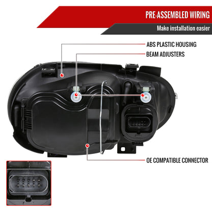 Spec-D 1999-2006 Volkswagen Golf Mk4 GTI/R32 Cabrio V2 OE Style Black Headlights