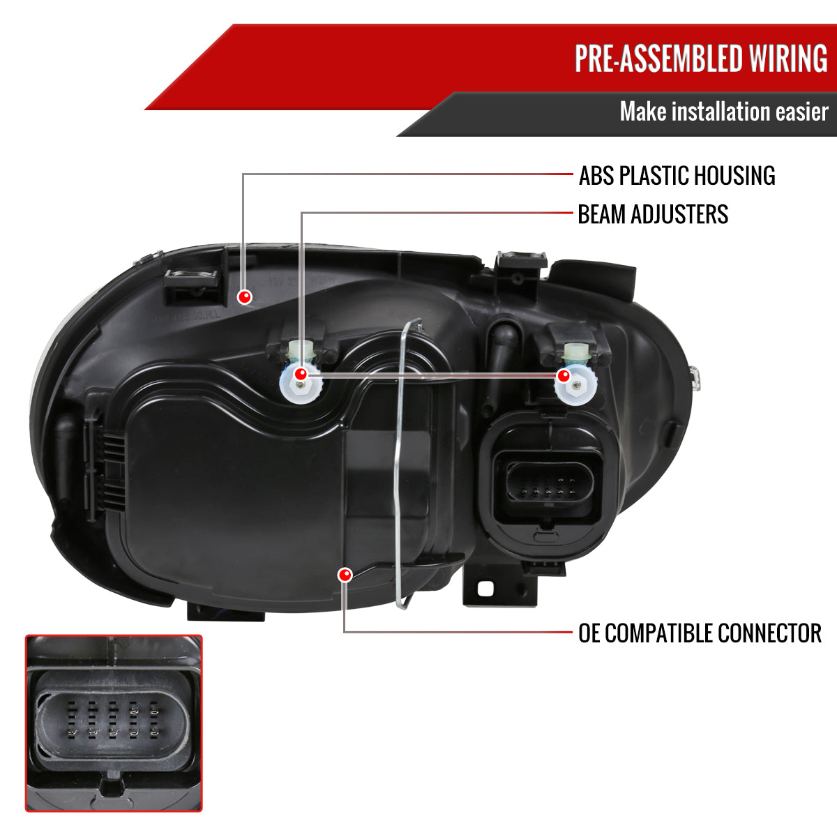 99-06 VW Golf Mk4 GTI Spec-D black headlights