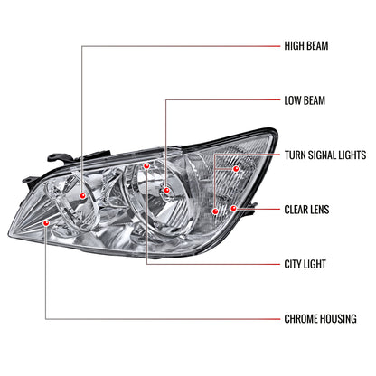 Spec-D Lexus IS300 OE Crystal 03 chrome headlights