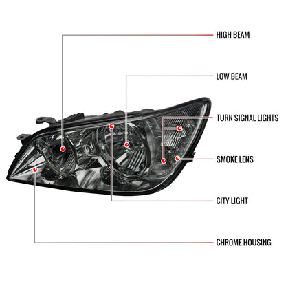 Spec-D Lexus IS300 OE Crystal 03 chrome smoked headlights