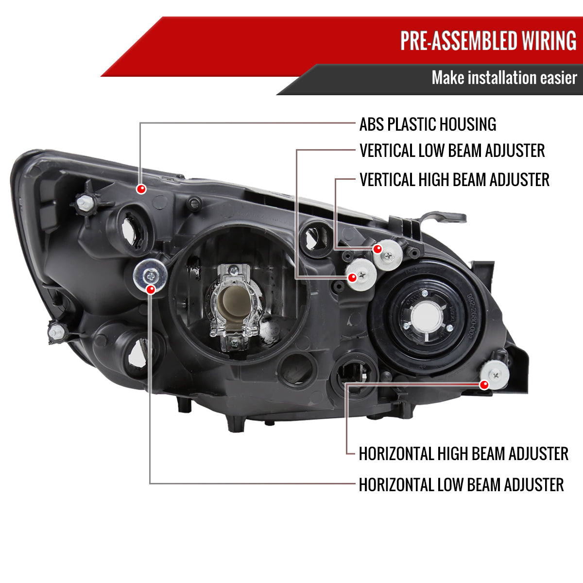 Spec-D 2001-2005 Lexus IS300 OE Style Crystal Black Headlights