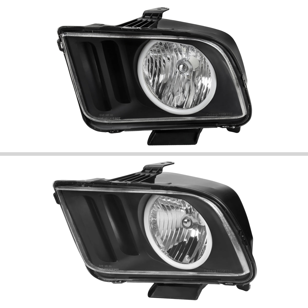 Spec-D 2005-2009 Ford Mustang LED Halo OE Style Black Headlights