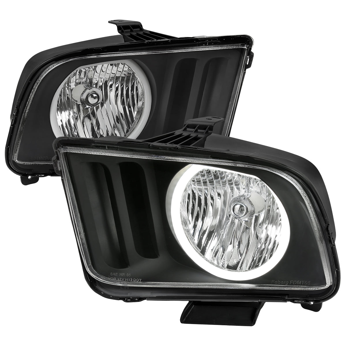 Spec-D 2005-2009 Ford Mustang LED Halo OE Style Black Headlights