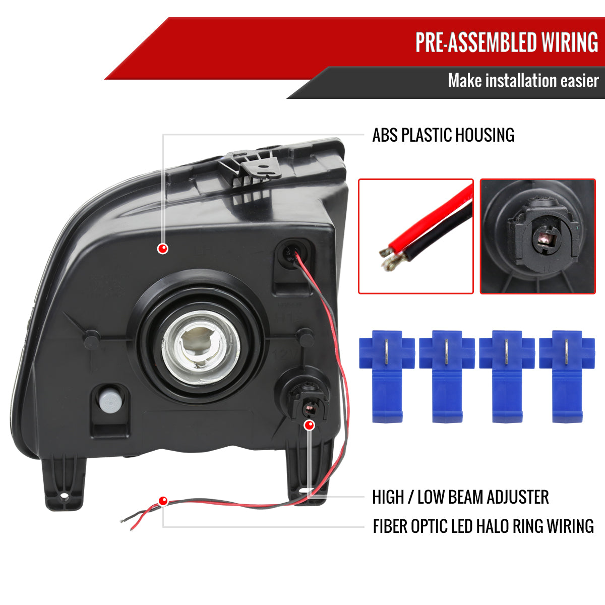 06 Ford Mustang OE Spec-D black headlights