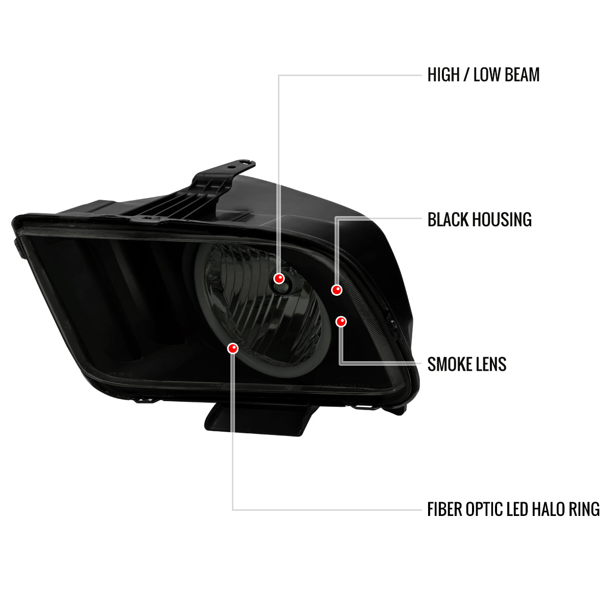 Spec-D Ford Mustang OE 07 black headlights