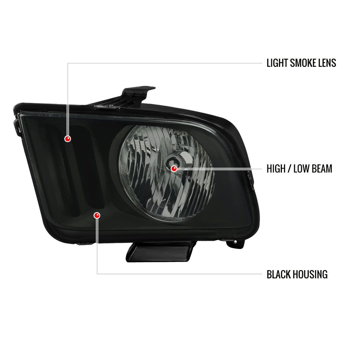 Spec-D Ford Mustang OE Blk 07 smoked headlights