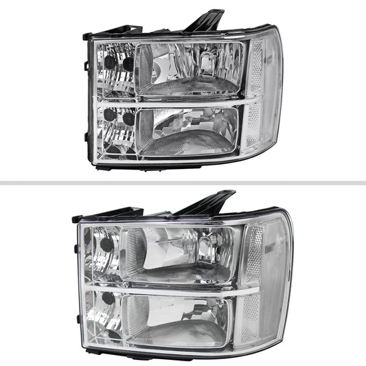 2008 GMC Sierra OE Reflector Spec-D chrome aftermarket headlights