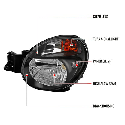 Spec-D 2002-2003 Subaru Impreza OEM Replacement Black Headlights