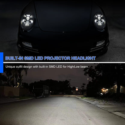 Spec-D 2005-2008 Porsche 911 997.1 LED Projector Black Headlights