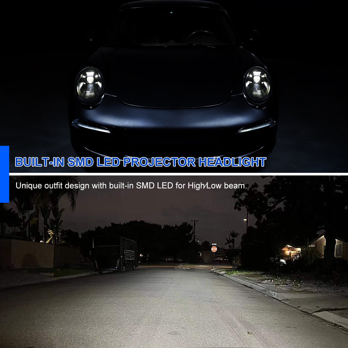 Spec-D 2009-2013 Porsche 911 997.2 LED Projector Black Headlights