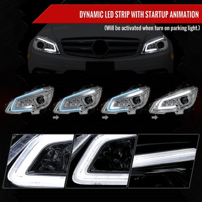 Spec-D 2010 Benz W204 C-Class Full chrome sequential headlights