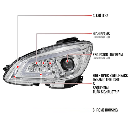 Spec-D Benz W204 C-Class Full 10 chrome headlights