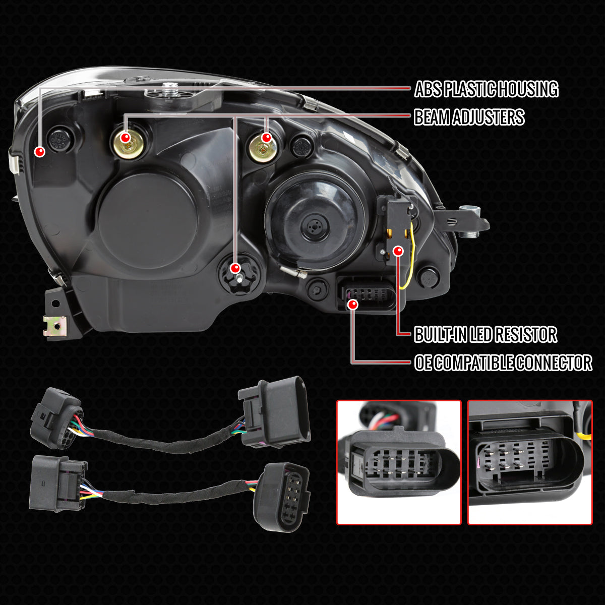 Spec-D 2008-2011 Mercedes Benz W204 C-Class Switchback Sequential Full LED Projector Black Headlights