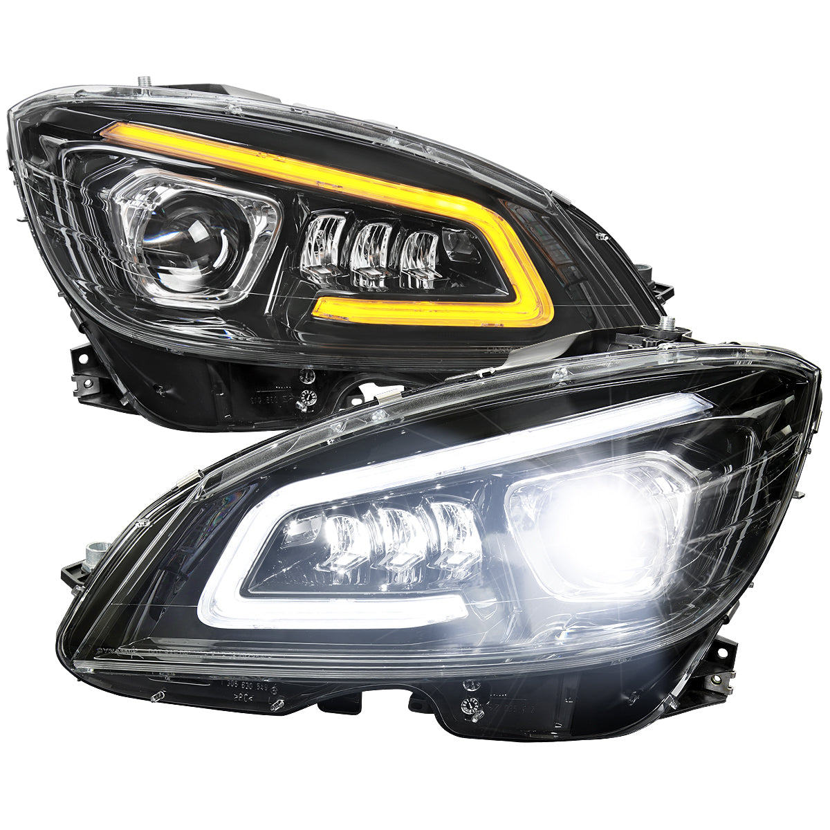 Spec-D 2008-2011 Mercedes Benz W204 C-Class Switchback Sequential Full LED Projector Black Headlights