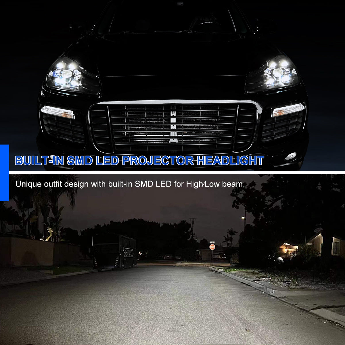 Spec-D 2008-2010 Porsche Cayenne 957 LED Projector Black Headlights