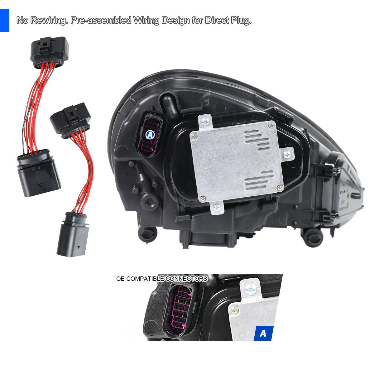 Spec-D 2011-2014 Porsche Cayenne 958.1 Matrix Style LED Porjector w/ LED DRL Black Headlights