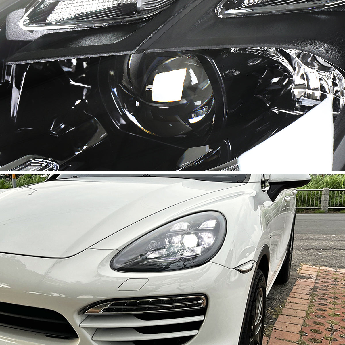 Spec-D 2011-2014 Porsche Cayenne 958.1 Matrix Style LED Porjector w/ LED DRL Black Headlights
