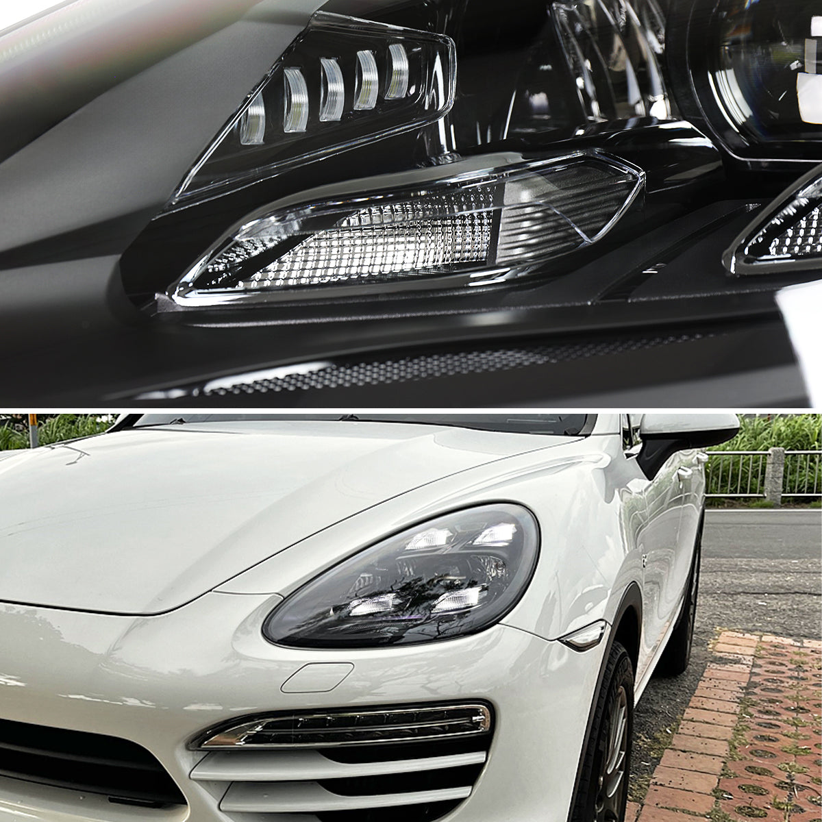 Spec-D 2011-2014 Porsche Cayenne 958.1 Matrix Style LED Porjector w/ LED DRL Black Headlights
