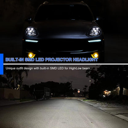 Spec-D 2011-2014 Porsche Cayenne 958.1 Matrix Style LED Porjector w/ LED DRL Black Headlights