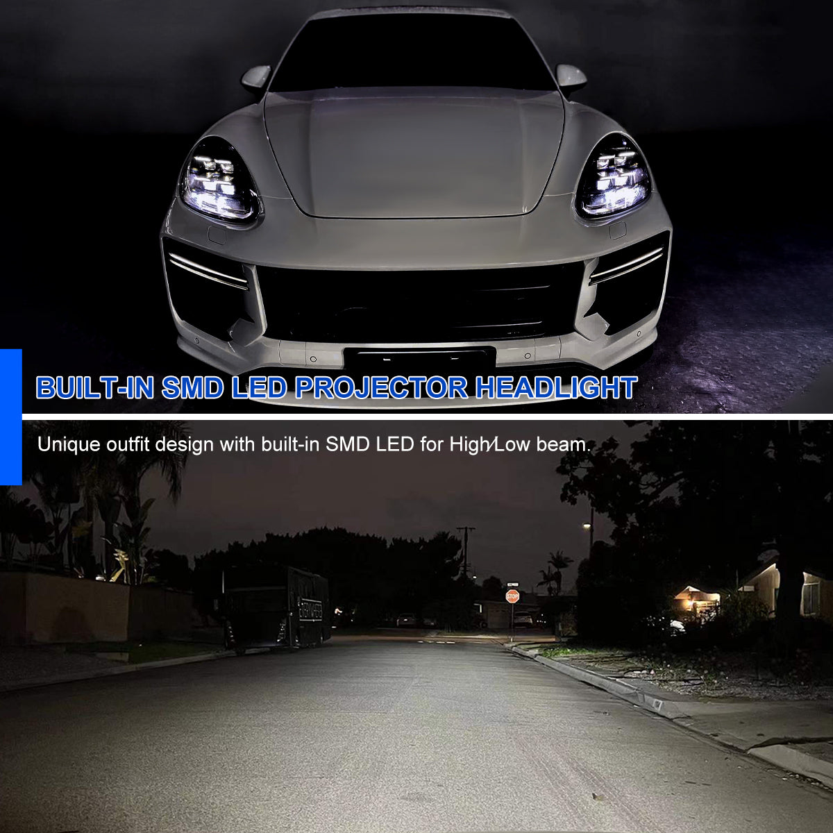 Spec-D 2011-2014 Porsche Cayenne 958.1 LED Projector Black Headlights