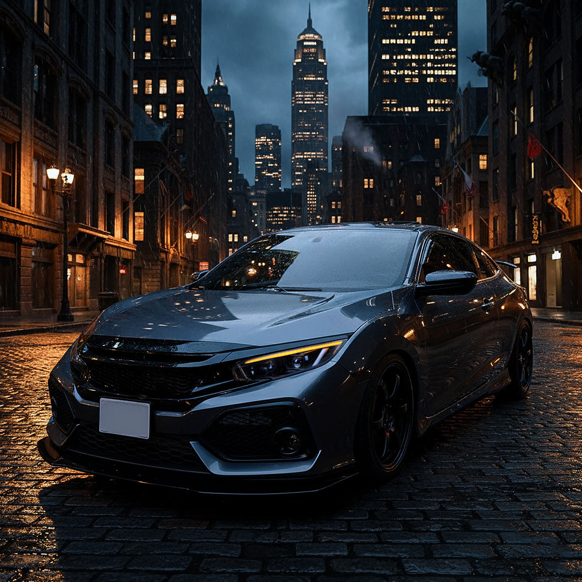 Spec-D Honda Civic Black Projector Headlights Sequential LED DRL