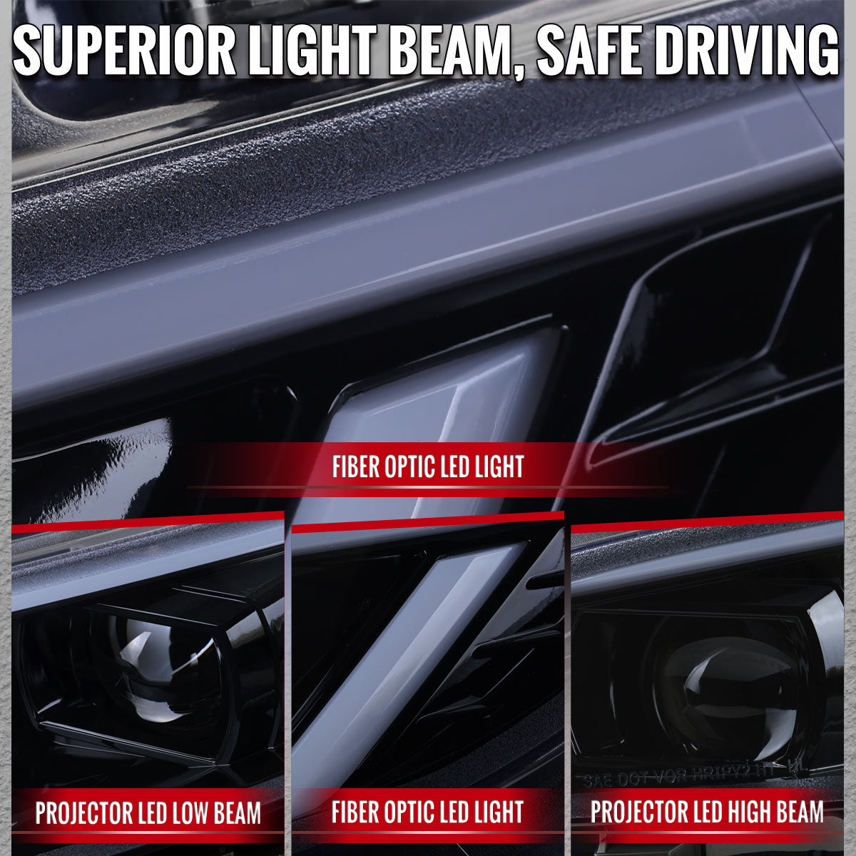 2017-2020 Civic Spec-D Black Housing Projector Headlights DRL Bar