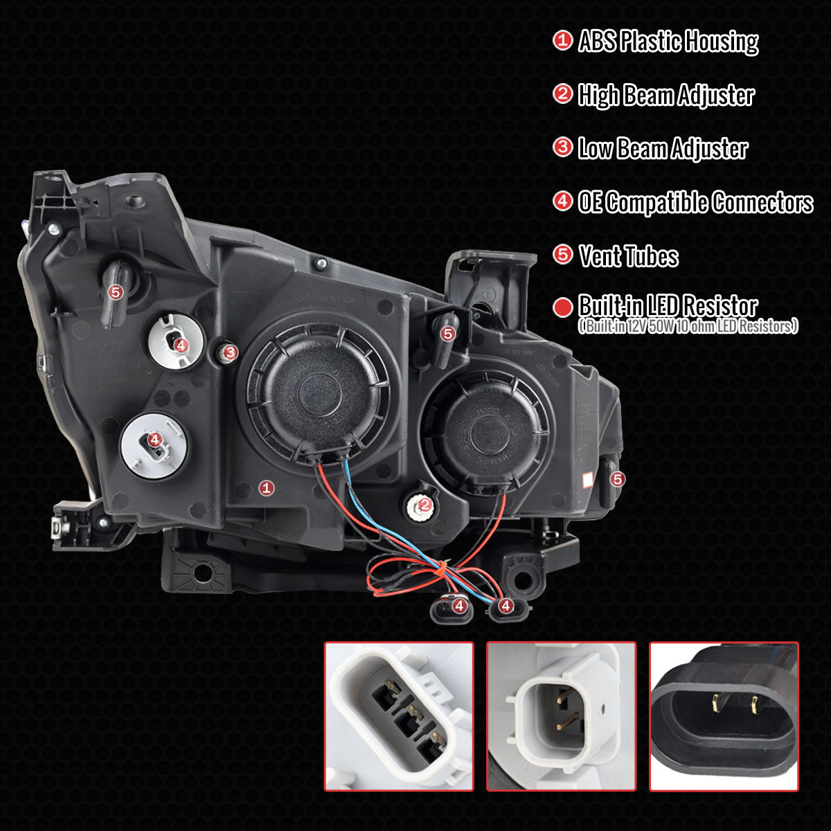 Replacement Black Projector Headlights For 2016-2021 Honda Civic