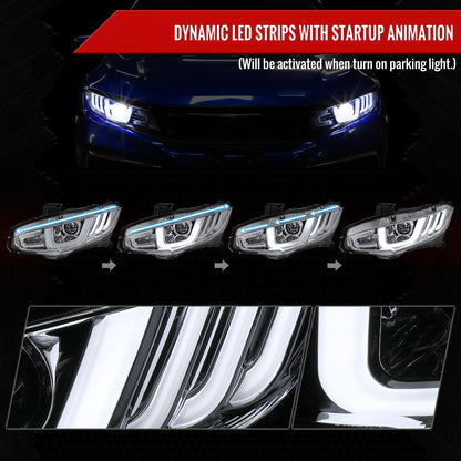 Spec-D 2018 Honda Civic Full chrome sequential headlights
