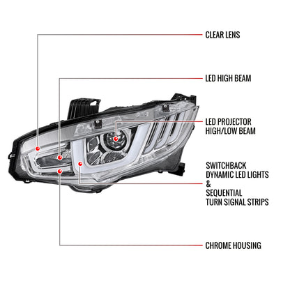 Spec-D Honda Civic Full 18 chrome headlights