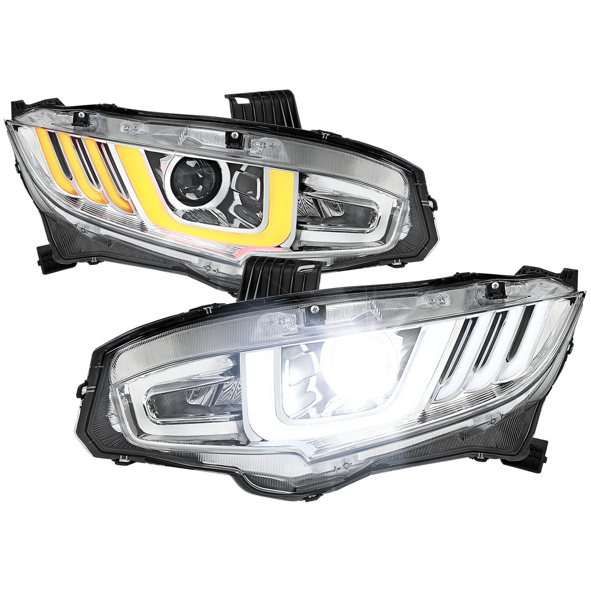 Spec-D 2016 Honda Civic Full chrome headlights upgrade