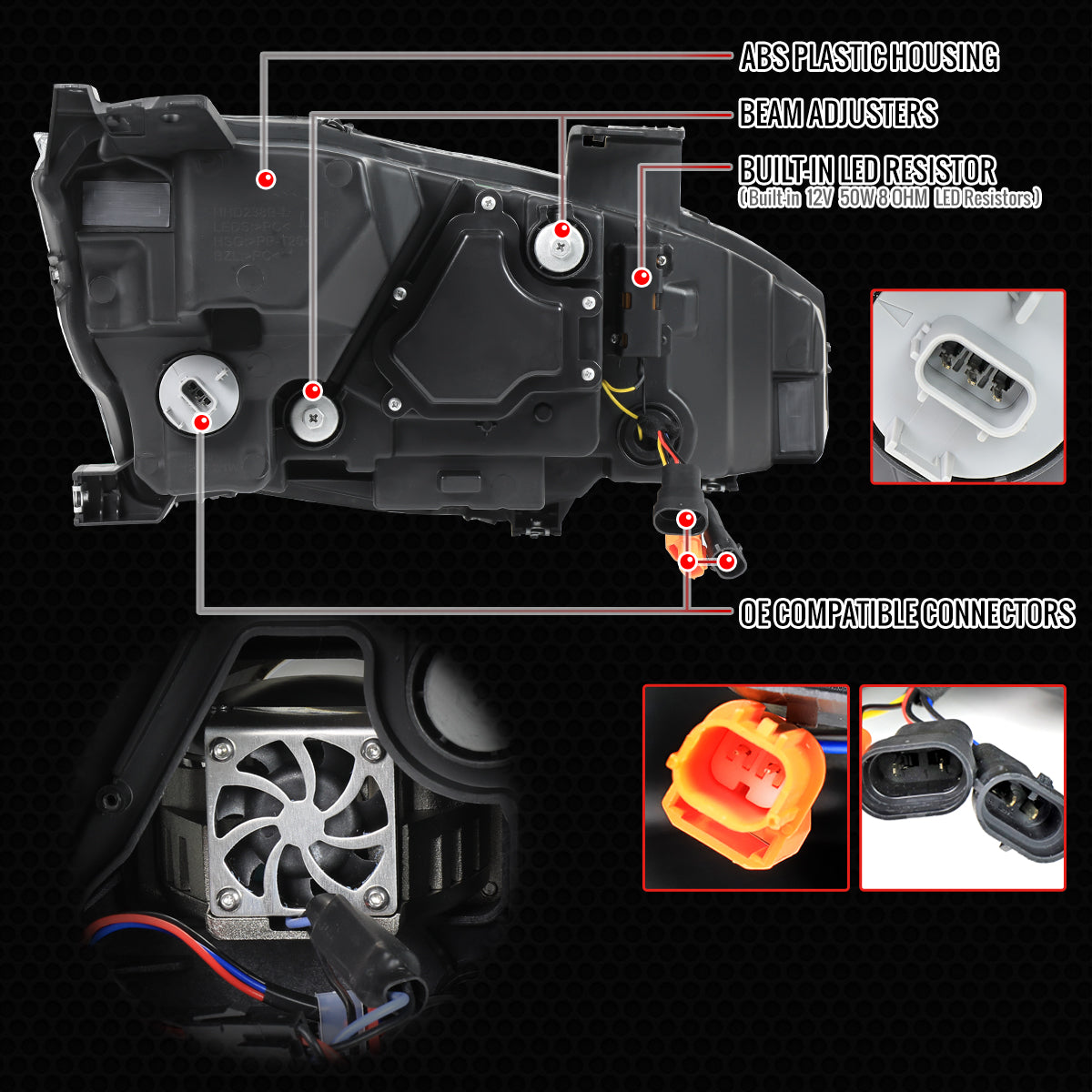 Spec-D 2016-2021 Honda Civic Full LED Projector w/ Switchback Sequential Turn Signal Black w/ Smoked Lens Headlights