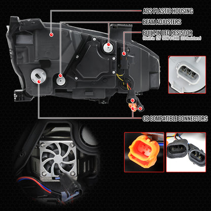 Spec-D 2016-2021 Honda Civic Full LED Projector w/ Switchback Sequential Turn Signal Black w/ Smoked Lens Headlights