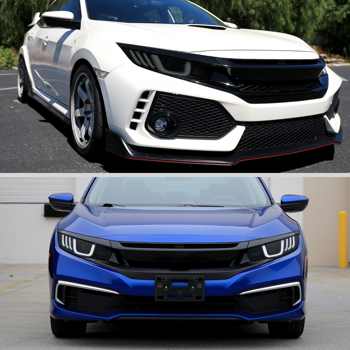 Spec-D 2016-2021 Honda Civic Full LED Projector w/ Switchback Sequential Turn Signal Black w/ Smoked Lens Headlights