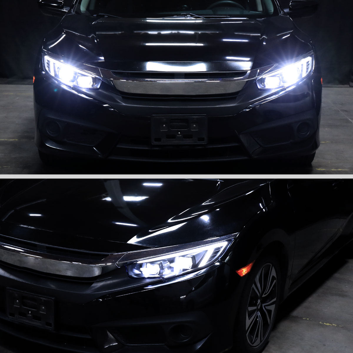 16-21 Civic Spec-D Black Projector Headlights With DRL Strip
