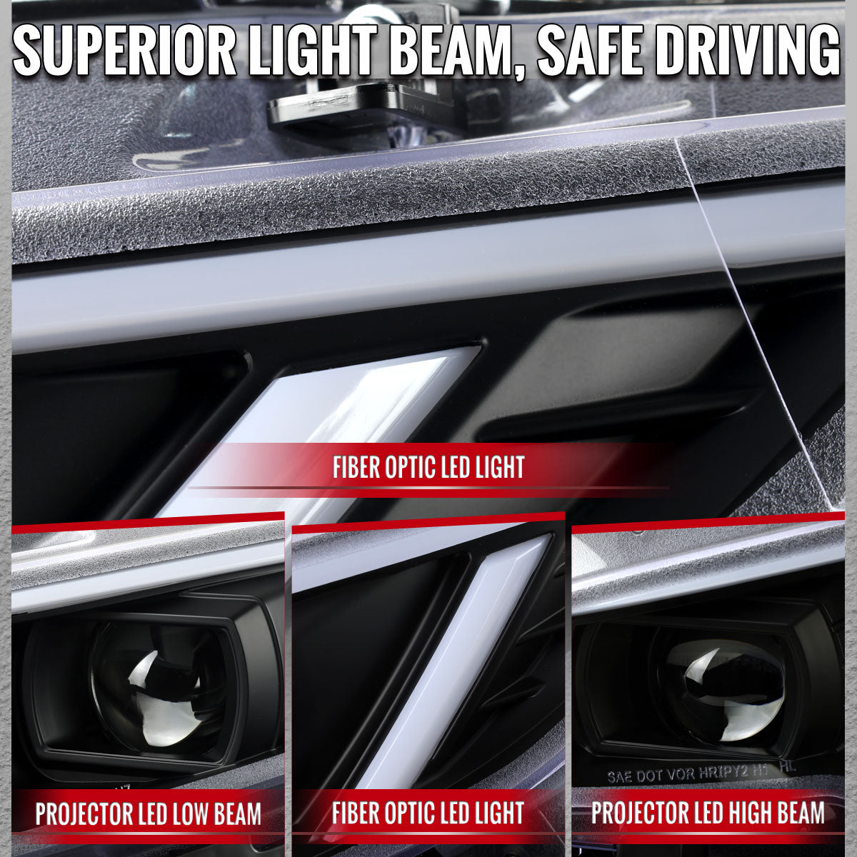 2016-2021 Civic Spec-D Black Projector Headlights LED DRL Bar