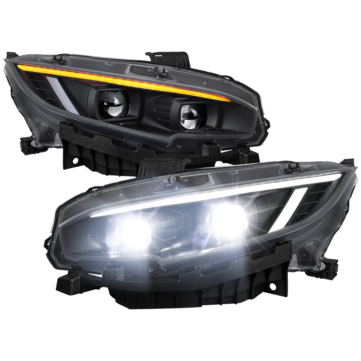 Spec-D 16-21 Honda Civic Led Projector Headlight Black improve