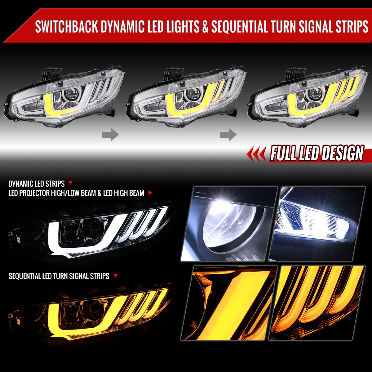 2017 Honda Civic Spec-D chrome aftermarket headlights