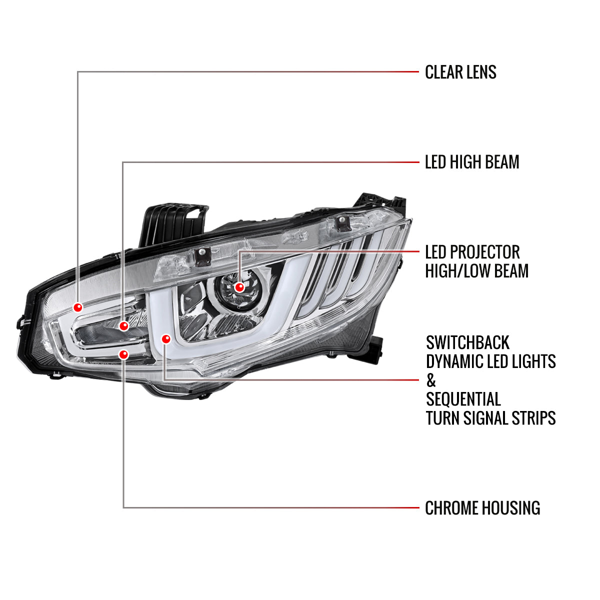 Spec-D Honda Civic 18 chrome headlights