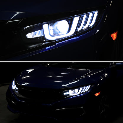 Spec-D 2016-2021 Honda Civic LED w/ LED Switchback Sequential Turn Signal Black Headlights