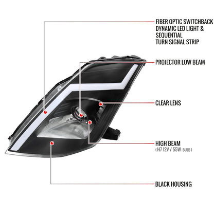 Spec-D Nissan 350Z 05 black headlights