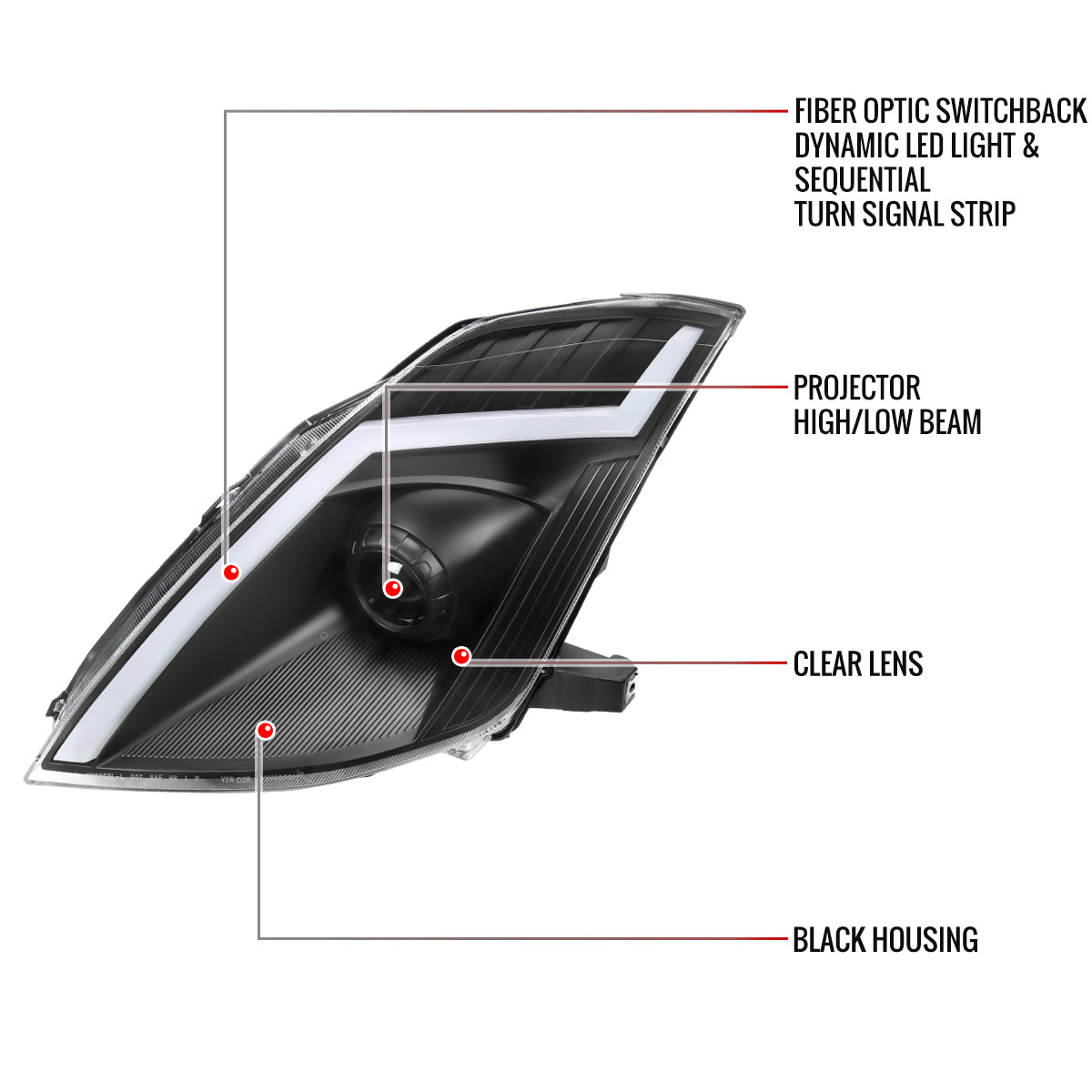 Spec-D Nissan 350Z 08 black headlights