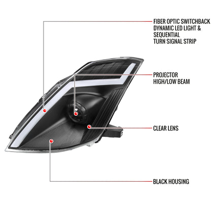 Spec-D Nissan 350Z 08 black headlights