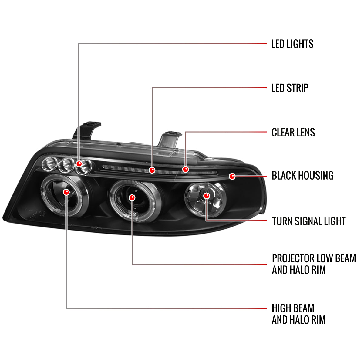 Spec-D Audi A4 S4 Dual 99-01 black headlights