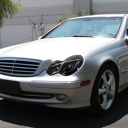 Spec-D 2001-2007 Mercedes Benz W203 C Class 4DR LED Bar Projector J Black Headlights