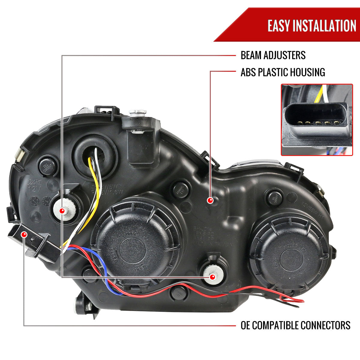 02 Benz W203 C-Class Spec-D black Projector headlights