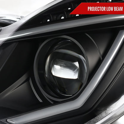 Spec-D 2001-2007 Mercedes Benz W203 C Class 4DR Projector w/ LED Light Bar & LED Turn Signal Lights Black Headlights